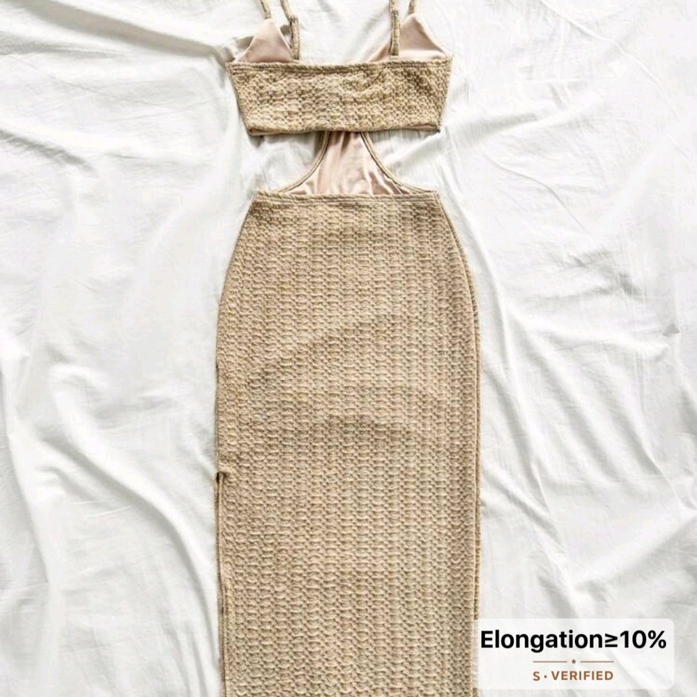 Chic Beige Knit Two-Piece Dress